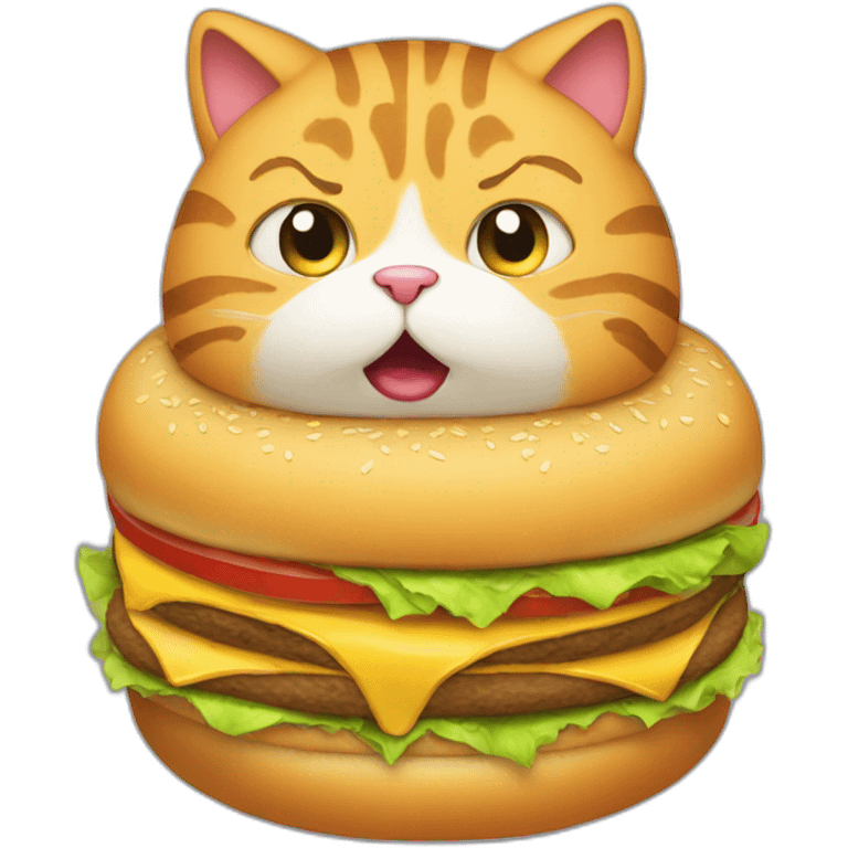 fat cat eating burger emoji