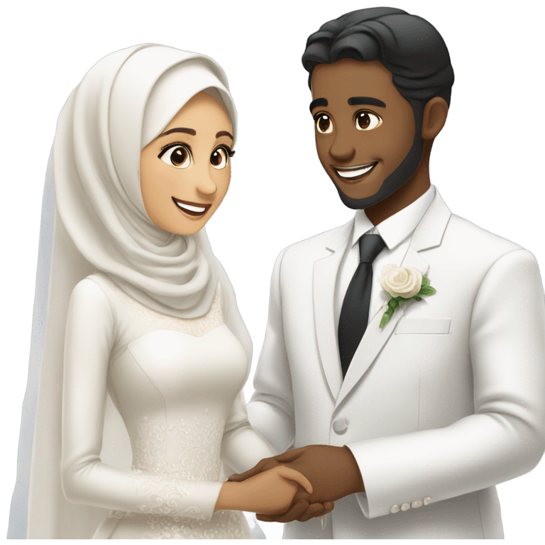 hijabi girl and black haired boy getting mattied emoji