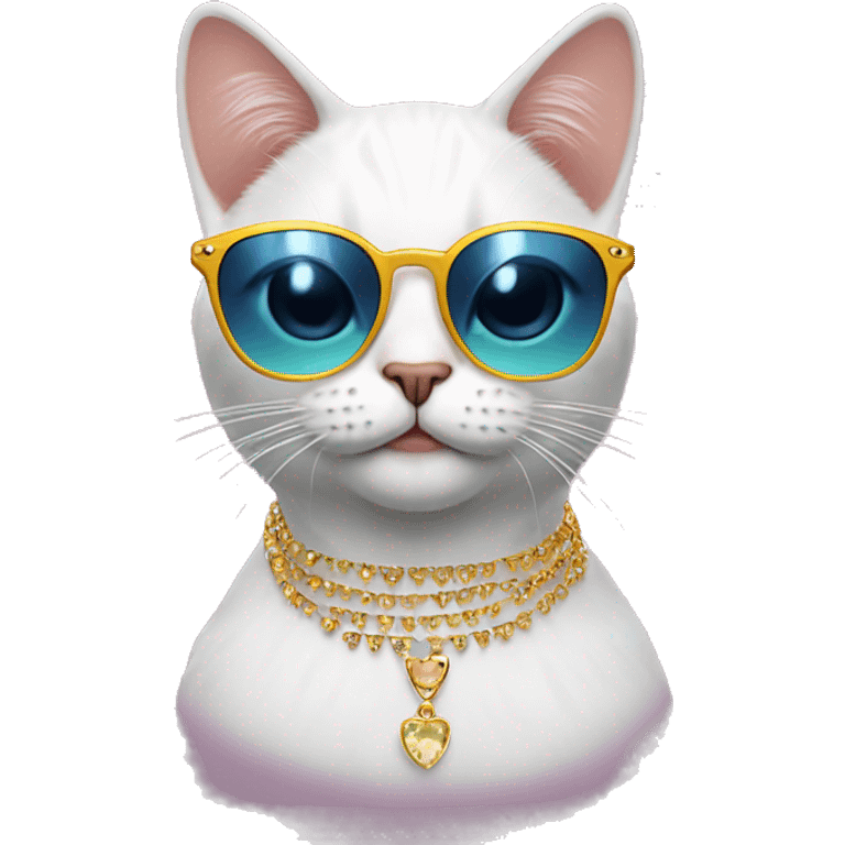 birthday cat with cool earrings and sunglasses emoji