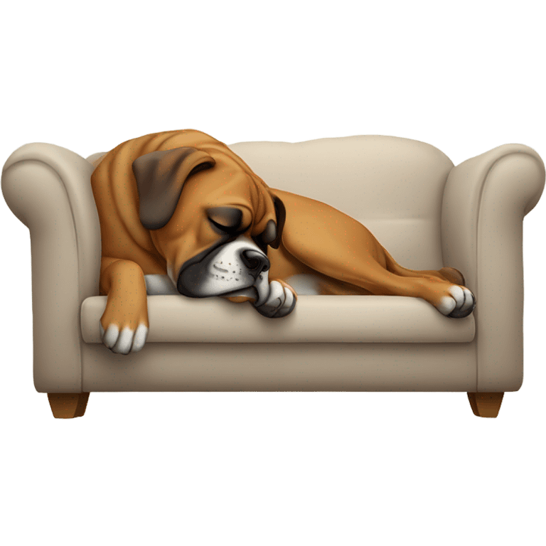 a boxer dog sleeping on a couch very sleepy  emoji