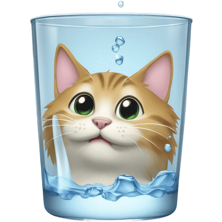 the cat drinks water from a glass emoji