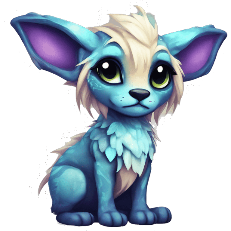 Cool cute Kawaii edgy fantasy shiny chibi animal creature fursona Fionbri vernid by griffsnuff & LiLaiRa & Falvie full bodyal emoji