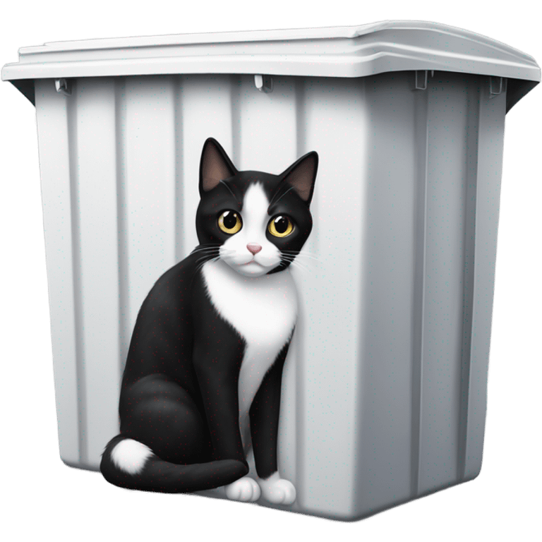 Tuxedo cat in a dumpster  emoji