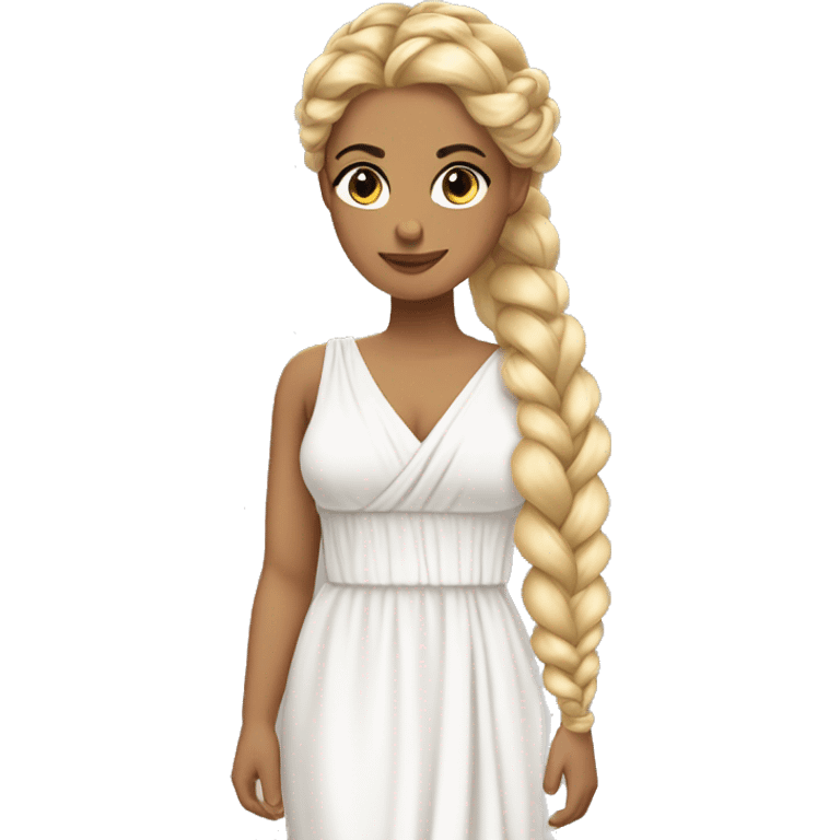 Greek goddess blonde braid white dress emoji