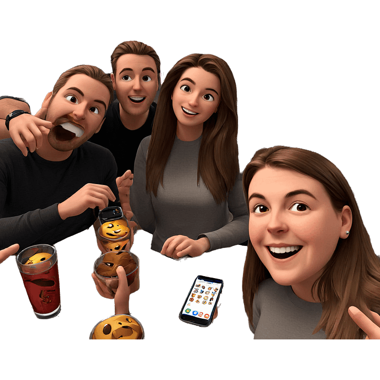 friends enjoying indoor moments emoji