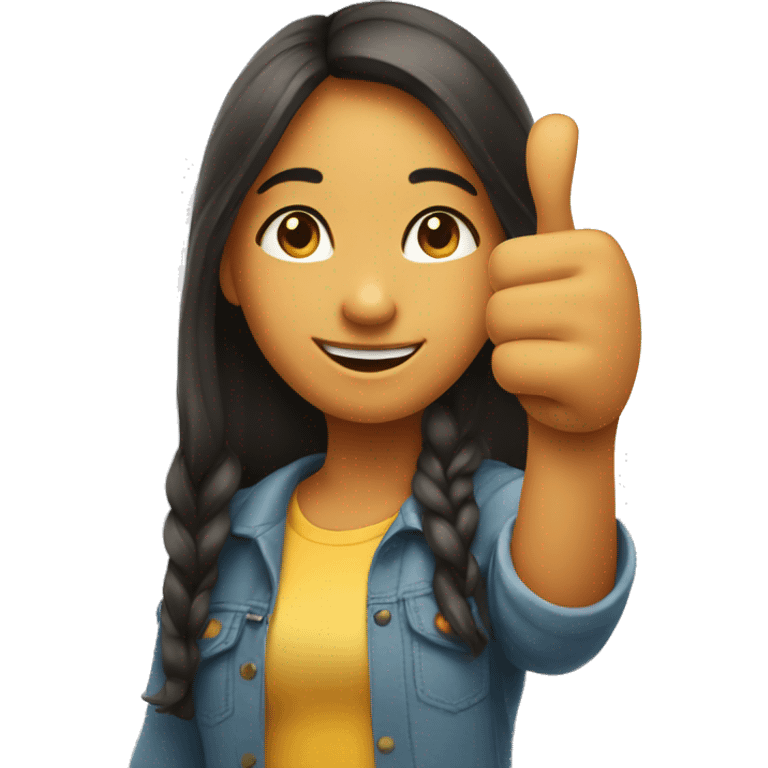 Happy girl with her thumb up emoji