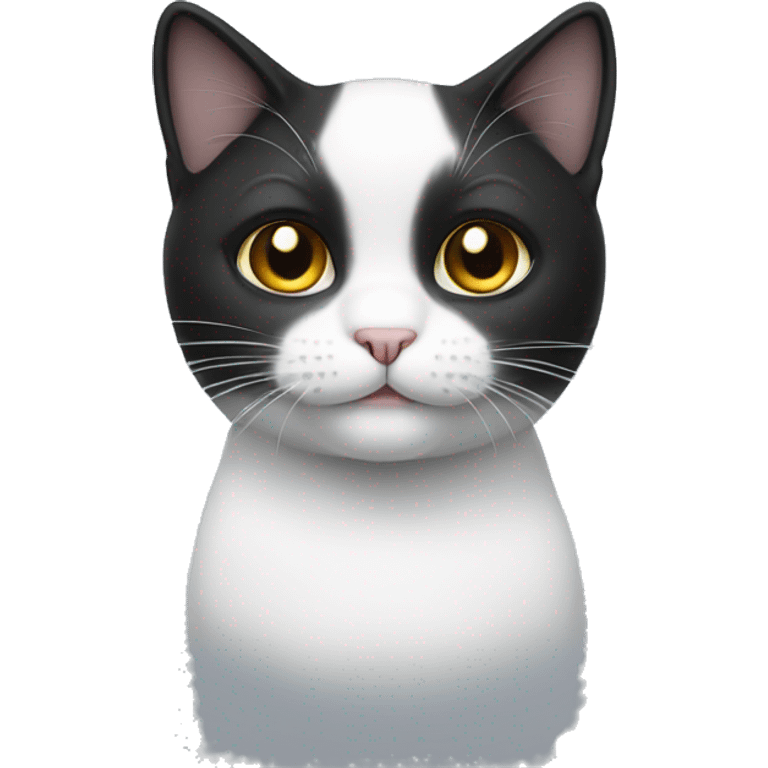 White cat with black emoji