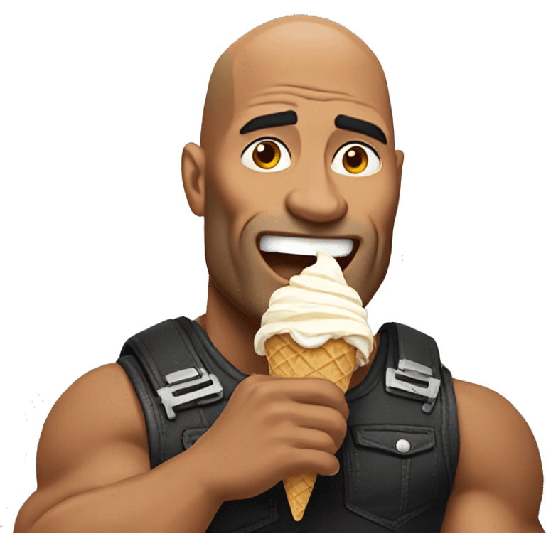 The rock eating a ice cream emoji