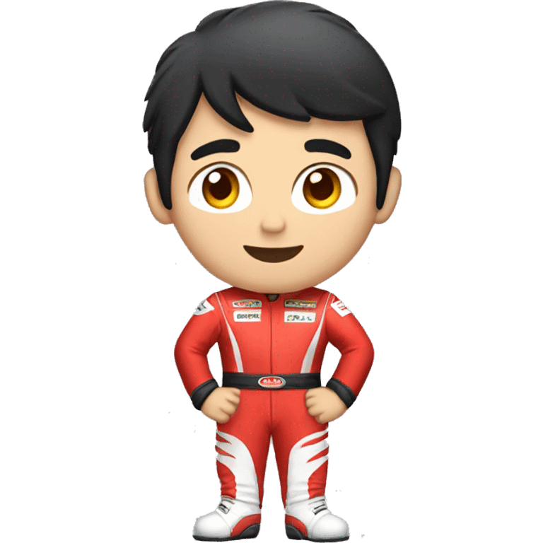 guy in red racing outfit with black hair emoji