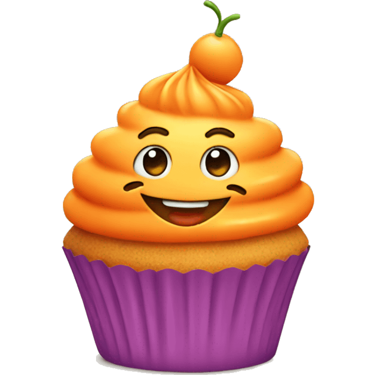 Happy Orange cupcake emoji