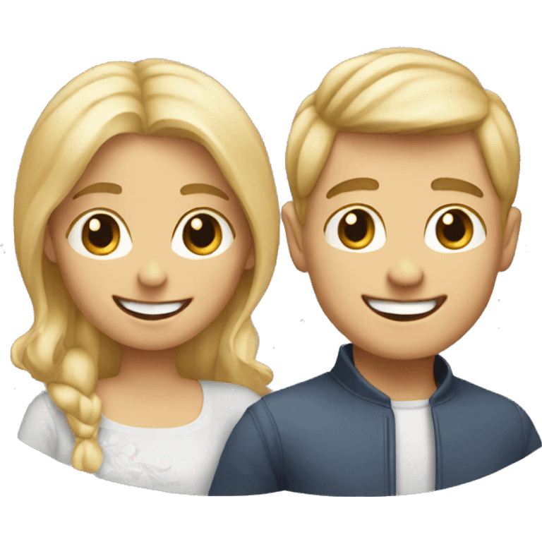 happy couple boy with blonde hair  emoji