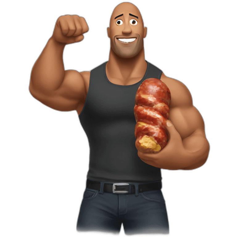 the rock holding a saussage emoji