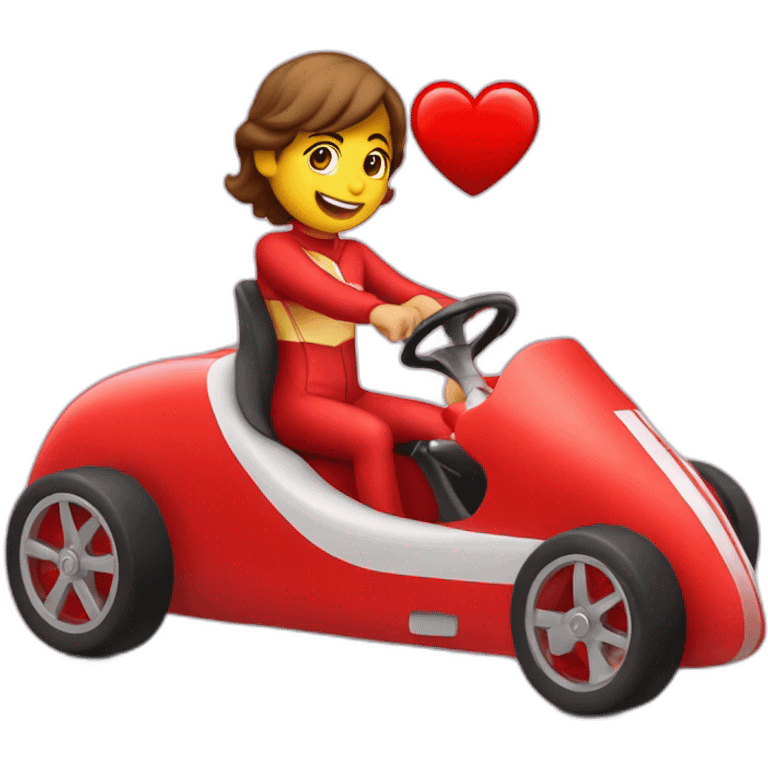 Red heart riding race car emoji