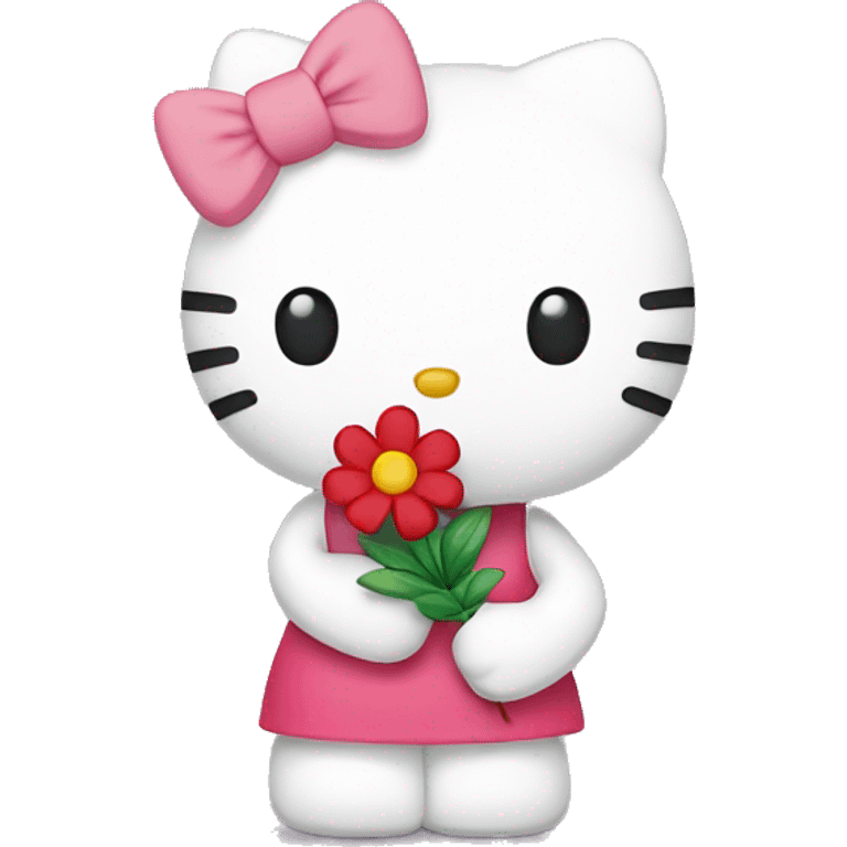 Hello kitty holding flower emoji