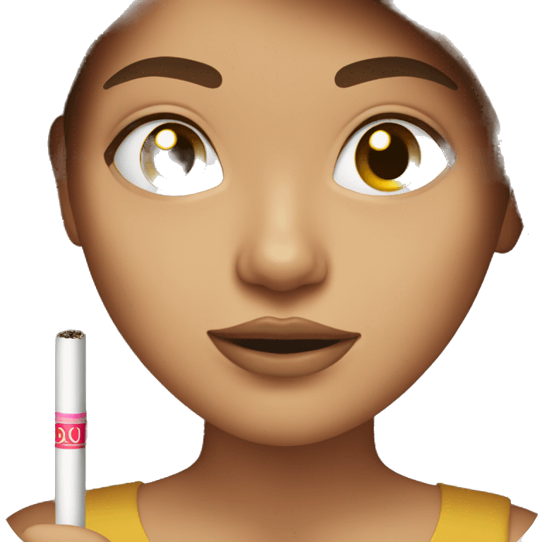 brown haired girl with cig in mouth emoji