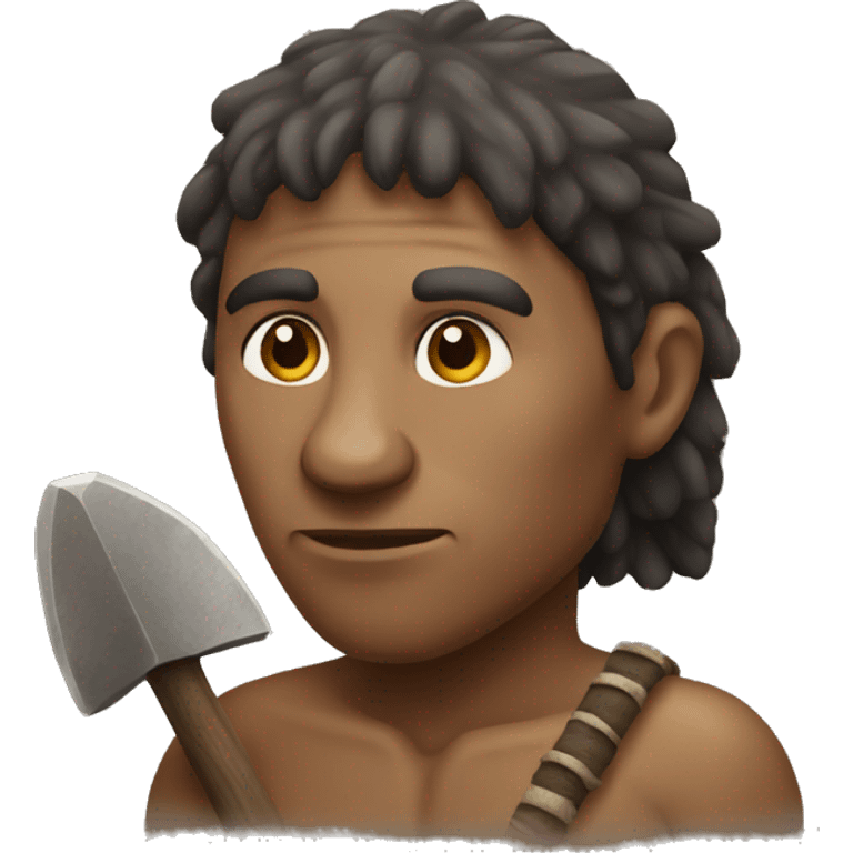 Aborigine with stone axe hunting emoji