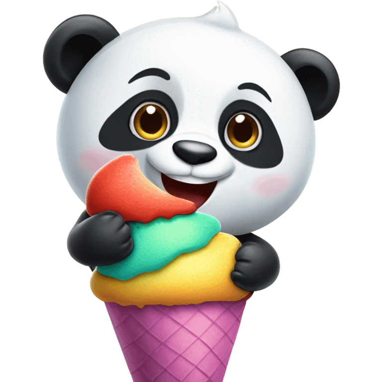 Panda eating ice cream emoji