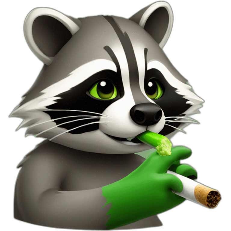 Raccoon smoking a green cigar emoji