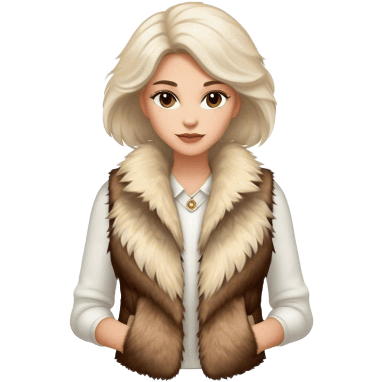 A women's vest combining a fur-like texture with a fluffy finish, radiating luxury and style emoji