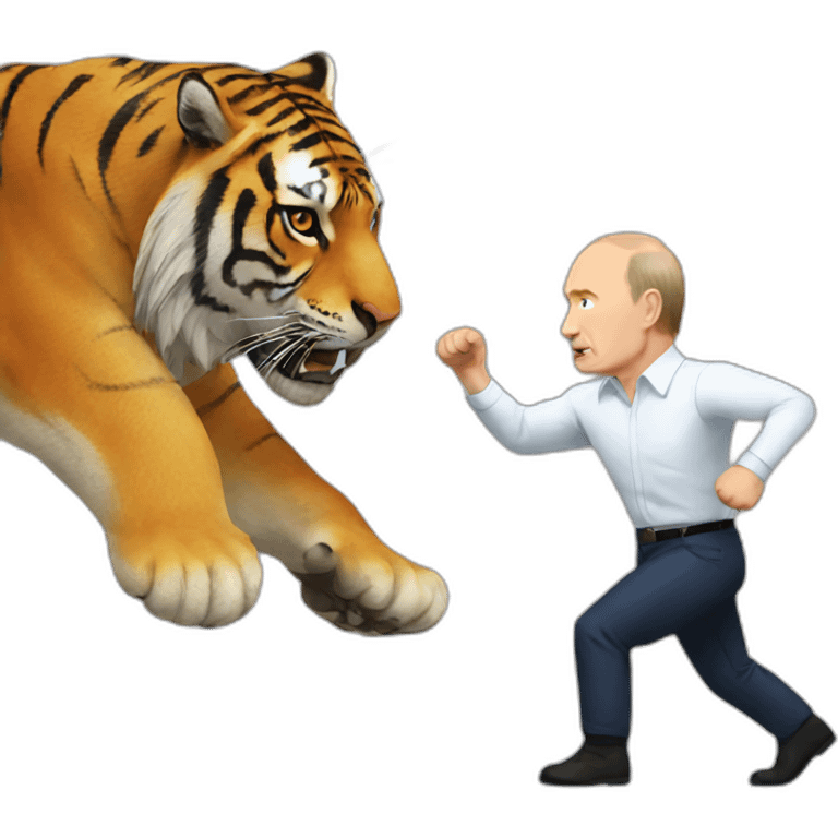 Putin fight with a tiger emoji