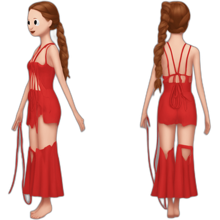 hot girl being dressed as suspiria red rope costume mia goth emoji