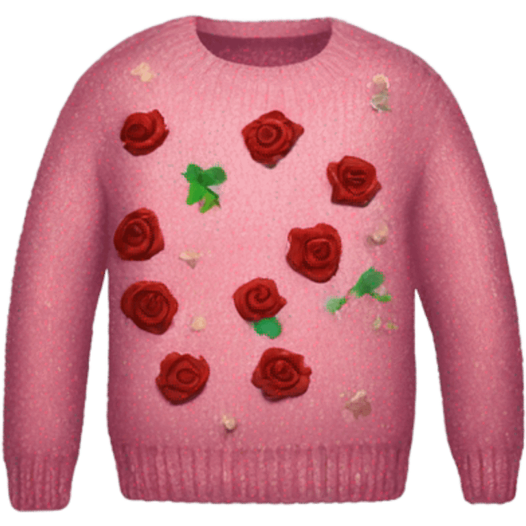 Knit sweater with a roses glittery design emoji