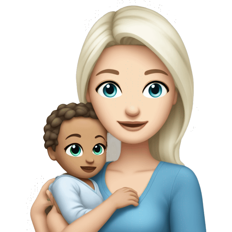 mom holding newborn baby girl with blue eyes white skin dark hair and white skin newborn white girl baby emoji