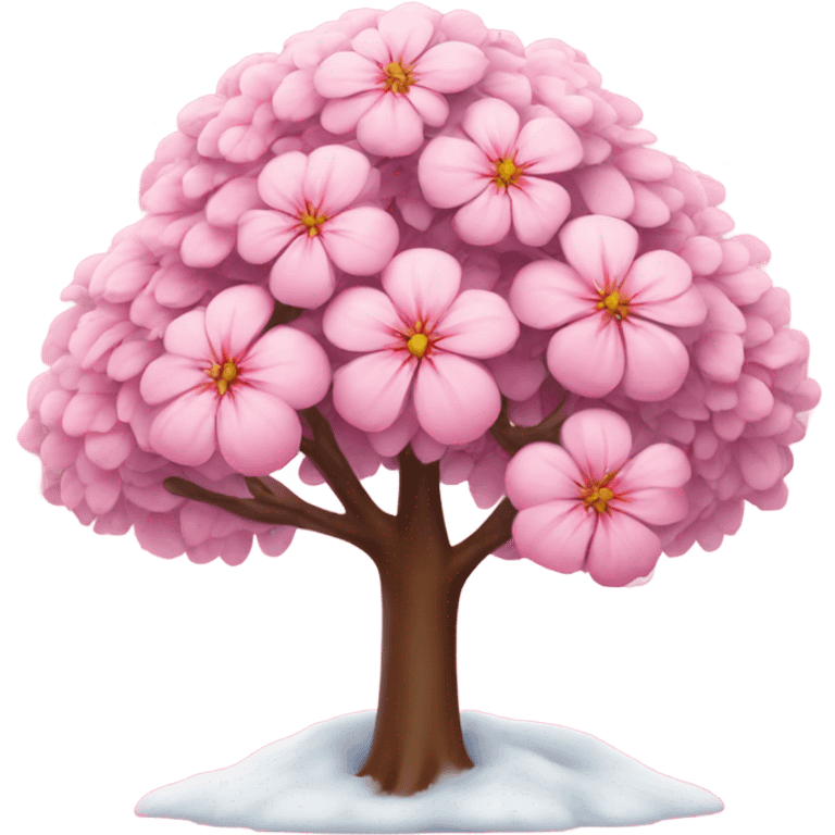 pink flower tree with snow falling on it  emoji