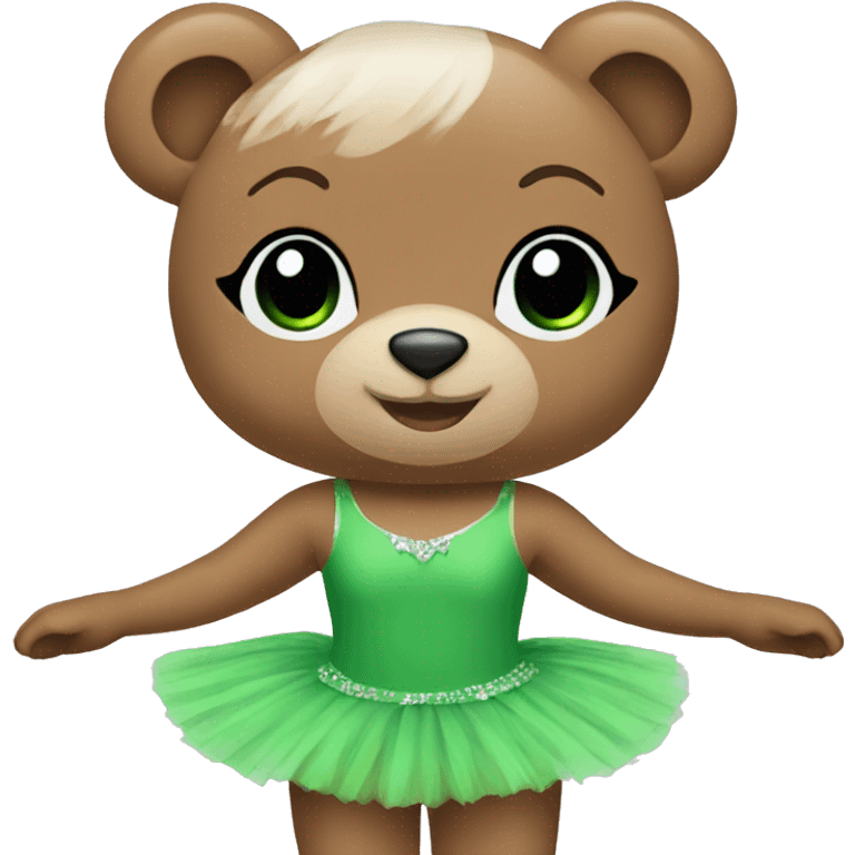 Ballerina bear with a green tutu emoji