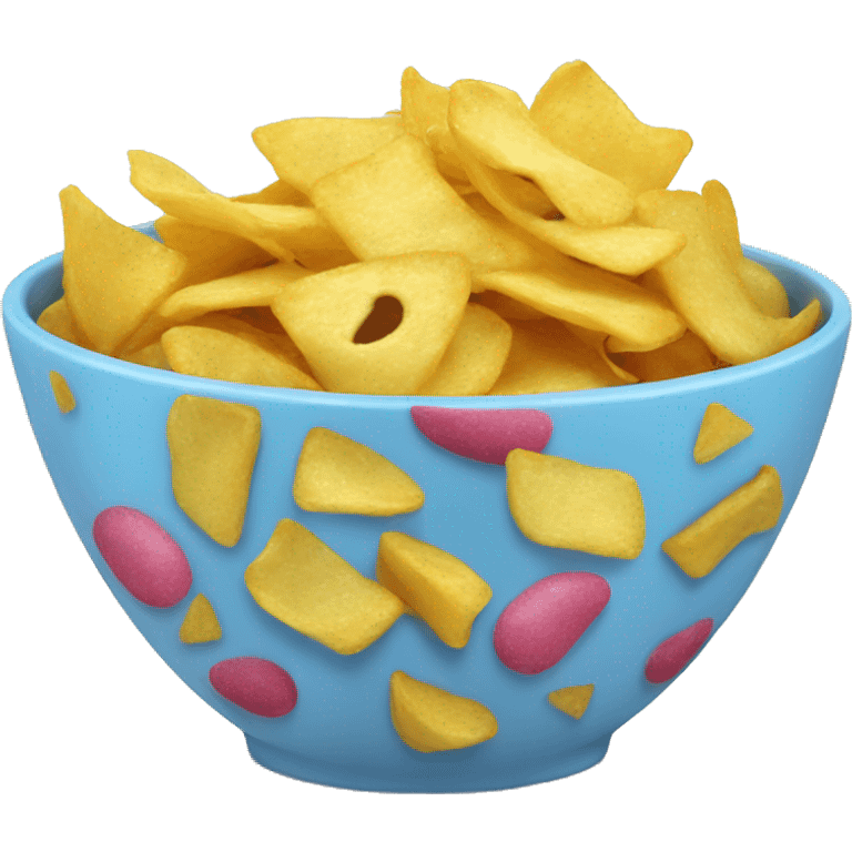 chips in a bowl, mixed with candy emoji