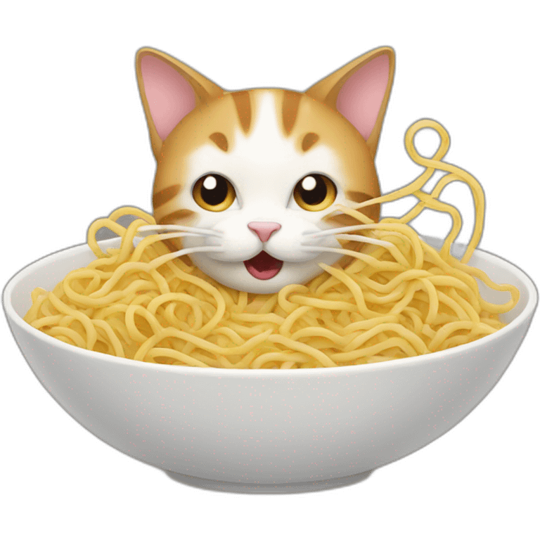 Cat eating noodles emoji