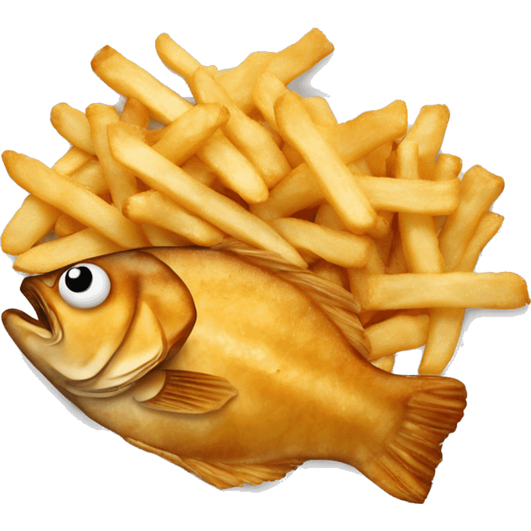 fried fish and chips on a plate with no eyes and no real fish emoji