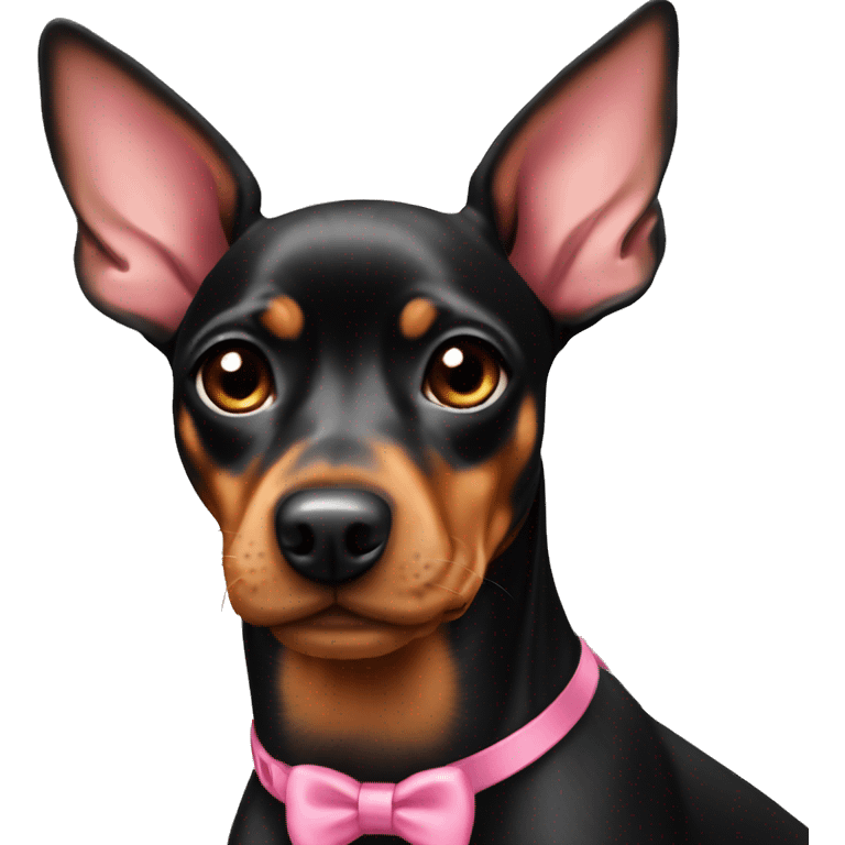 black tan pinscher big ears pink bow emoji