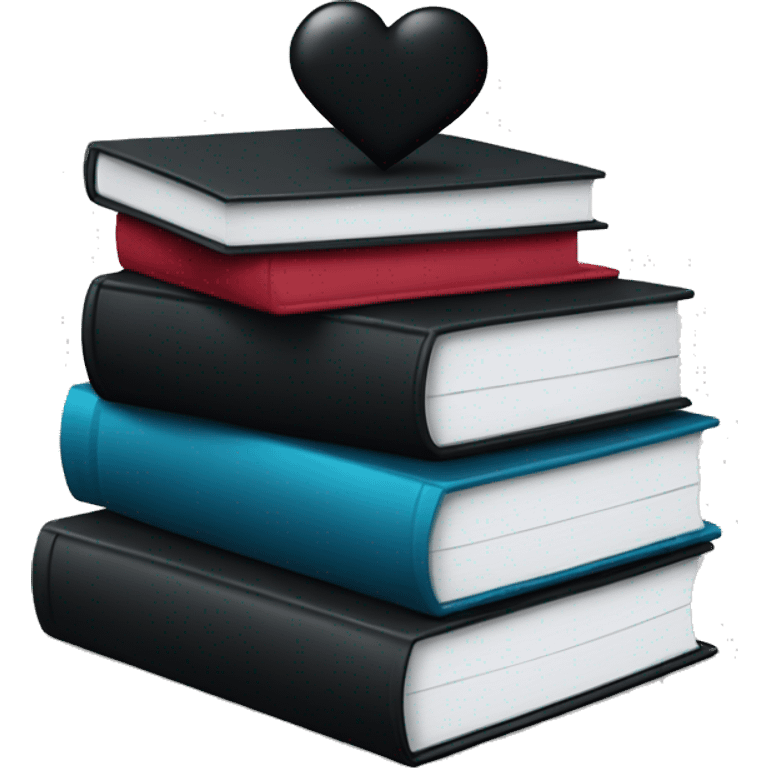 Stack of books with black heart emoji