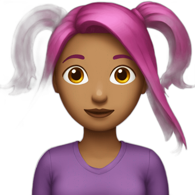 Girl with long bob magenta hair  emoji