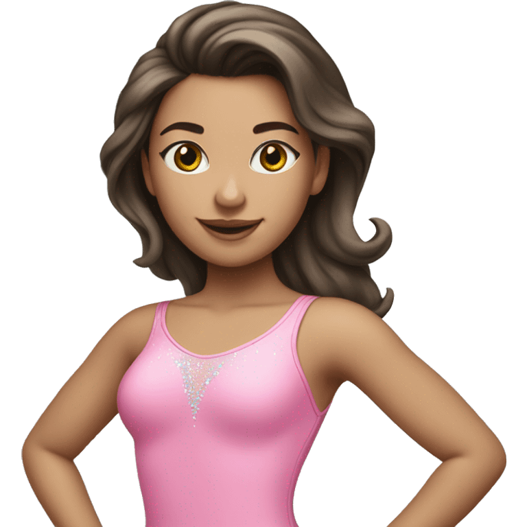 brunette ice skating pink bodysuit emoji