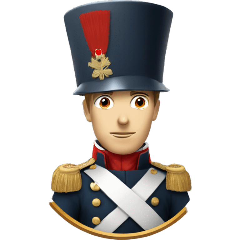 French soldier with white skin of Napoleon era in cylinder hat emoji