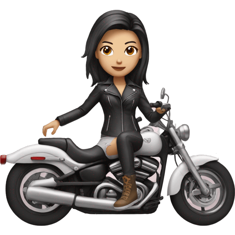 Mixed Asian and white Biker girl emoji