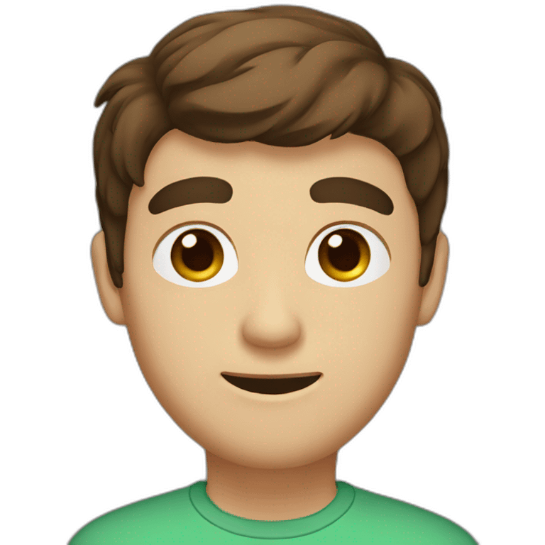 guy with brown hair and brown eyes and bushy brown eyebrows with a computer emoji