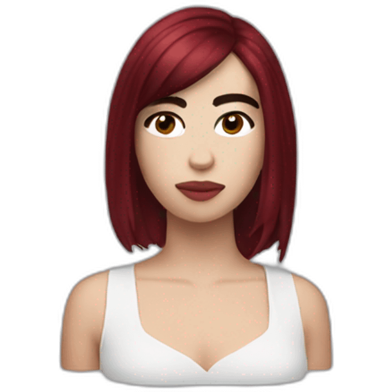 Dua Lipa with dark red hair emoji