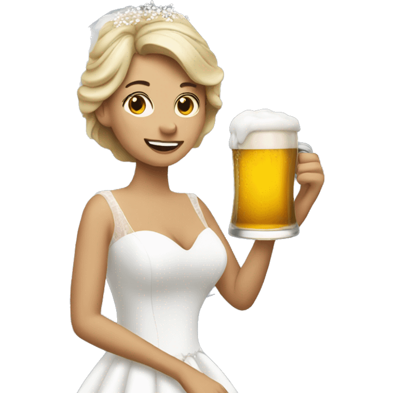 Bride drinking beer emoji