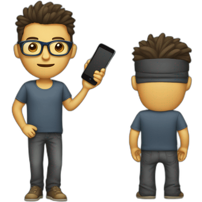 Hombre joven con barbar y lentes Tecnico de celulares  emoji