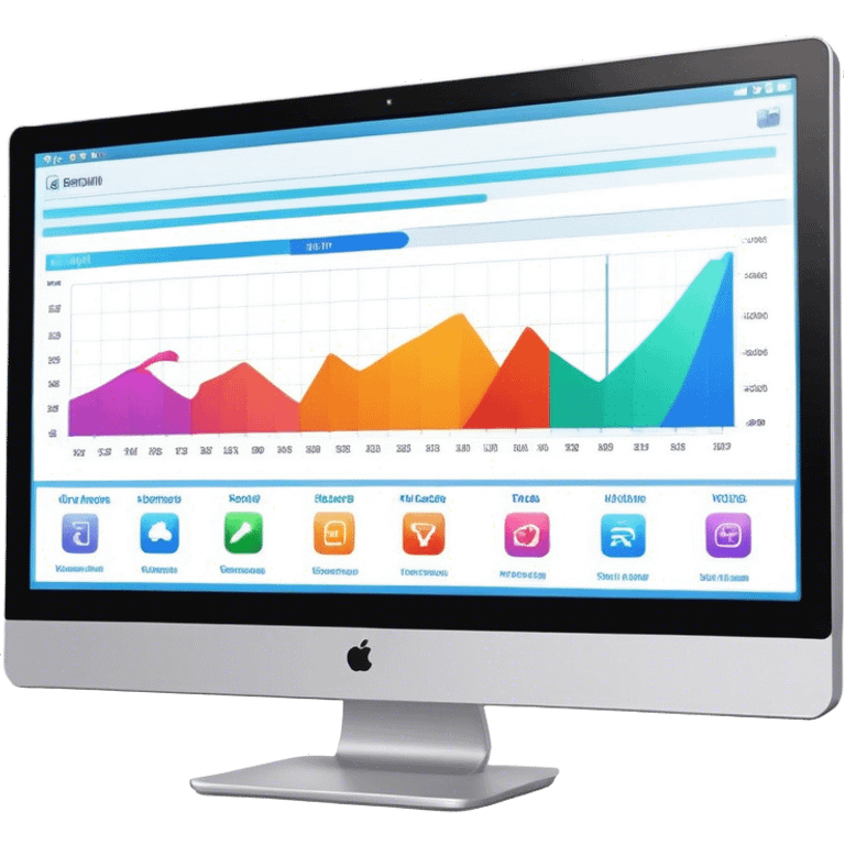 Create an emoji for animation and motion design. Show a computer monitor displaying cartoon creation process, with a timeline, keyframes, and motion effects. Use modern, vibrant colors. No emojis or smiley faces. Transparent background. emoji