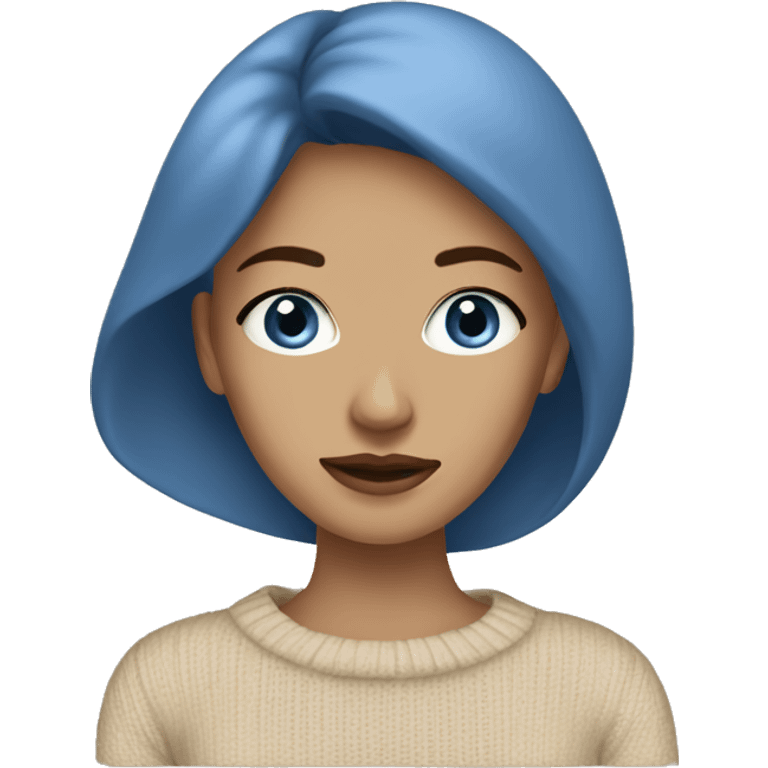 Blue eye woman beige sweater emoji