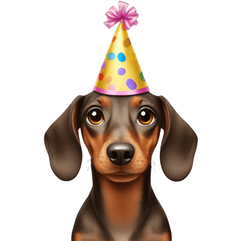 Dachshund with a birthday hat emoji