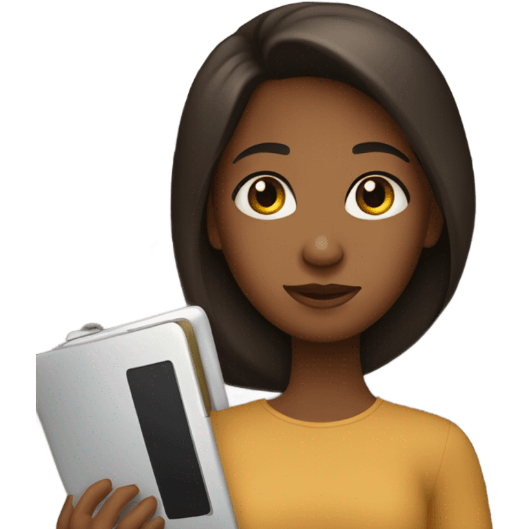 brown girl with ipad emoji