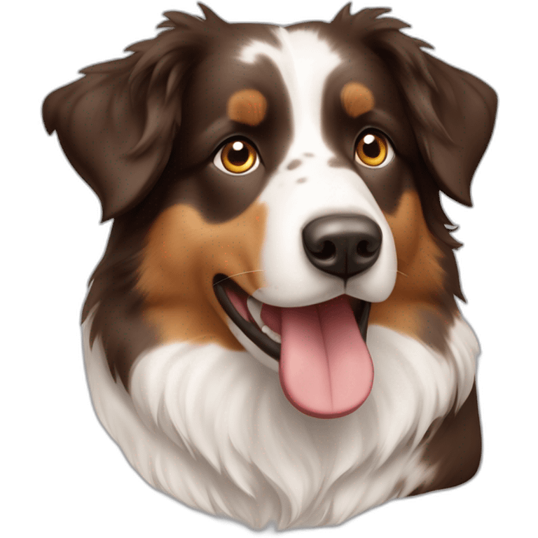 Australian Shepherd mit hellbraunem weißem und dunkelbraunem Fell emoji