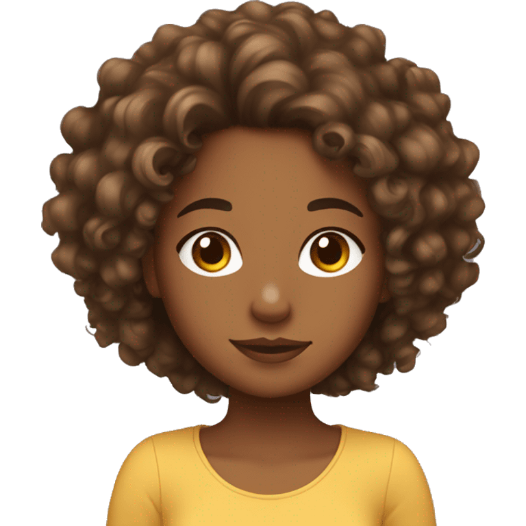 Brownskin girl with curly hair with an hamster emoji