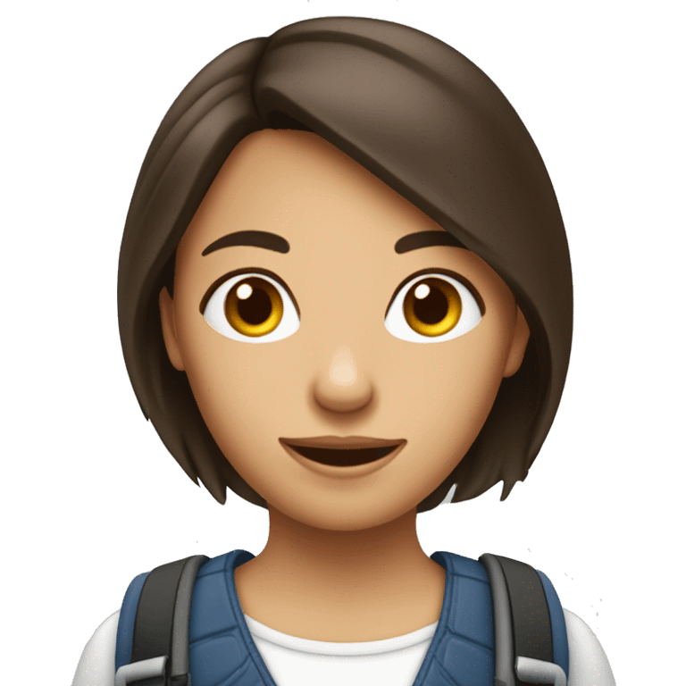 Fille brune avec appareil photo emoji