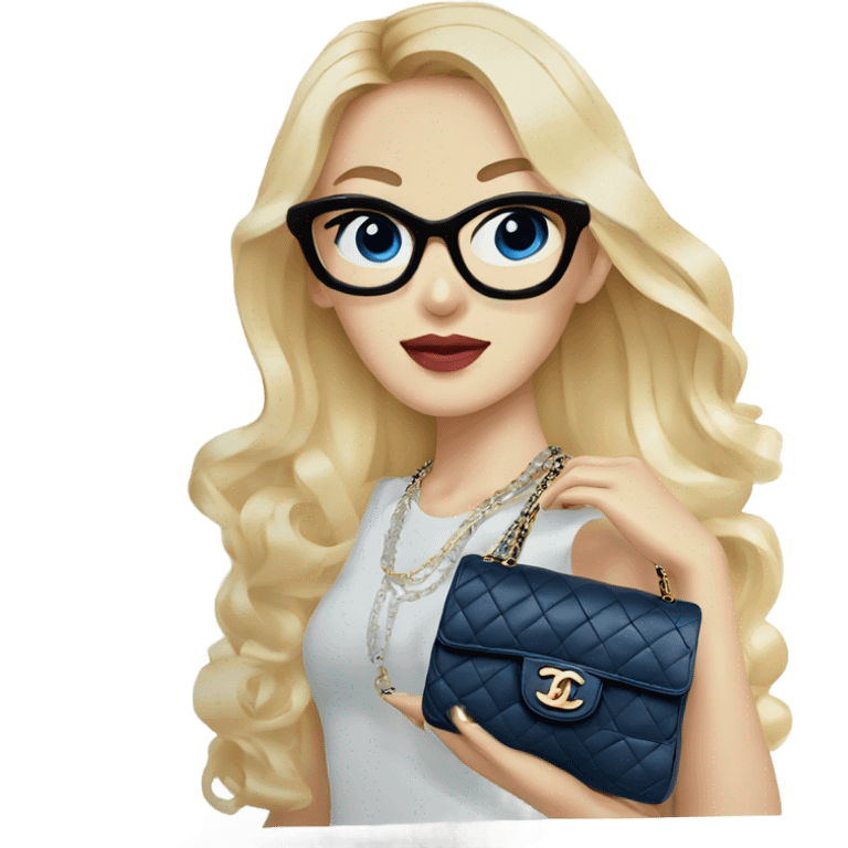 Blonde Chanel blue eyes Asian Girl with Birkin bag and Chanel necklace emoji